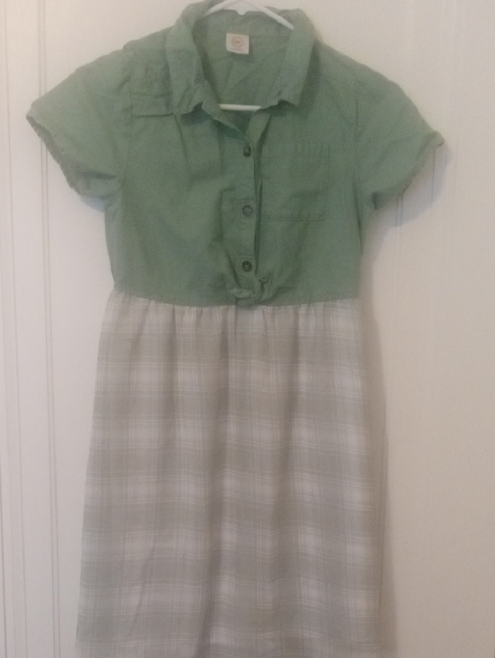 girl large short sleeve sage green dress